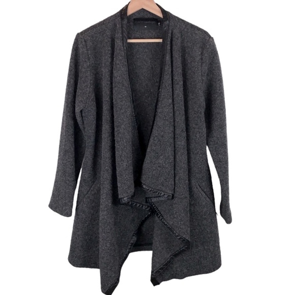 Coster Copenhagen Wool Blend Vegan Leather Cardigan Sweater Coat Women's sz M